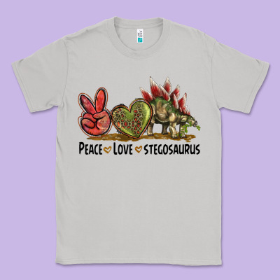 Peace Love Stegosaurus Classic Tee Designed By Lillyallendesigns