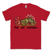 Red Peace Love Stegosaurus Classic Tee - LillyAllenDesigns