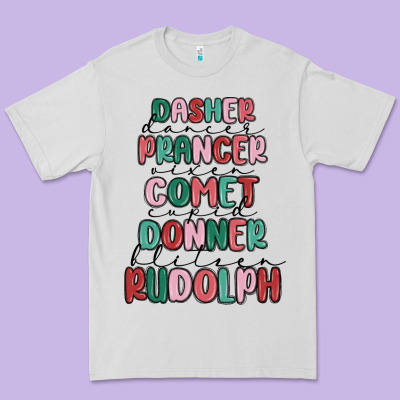 Dasher Dancer Prancer Vixer Comet Cupid Donner Bli Premium Tee Designed By Maliassmallbusiness