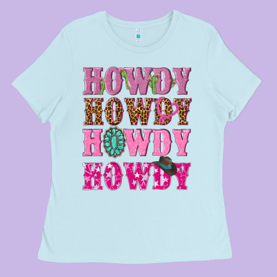 Pink Howdy Howdy Howdy Ladies Tee Designed By Nancycooperartshop
