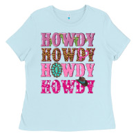 Baby Blue pink howdy howdy howdy Ladies Tee - NancyCooperArtShop