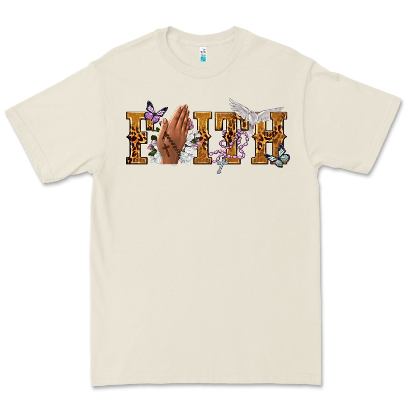Faith With Praying Hands Premium Tee by NancyCooperArtShop | Teevron