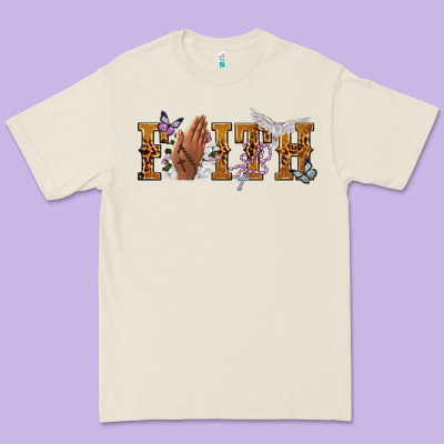 Faith With Praying Hands Premium Tee Designed By Nancycooperartshop