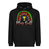 Black Play Ball Football Rainbow Heavyweight Hoodie - CowhideDigitalArt