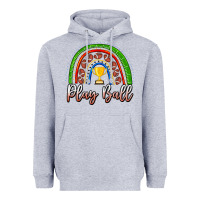 Heather Grey Play Ball Football Rainbow Heavyweight Hoodie - CowhideDigitalArt