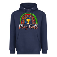 Navy Play Ball Football Rainbow Heavyweight Hoodie - CowhideDigitalArt