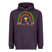 Plum Play Ball Football Rainbow Heavyweight Hoodie - CowhideDigitalArt