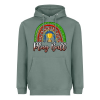Sage Play Ball Football Rainbow Heavyweight Hoodie - CowhideDigitalArt