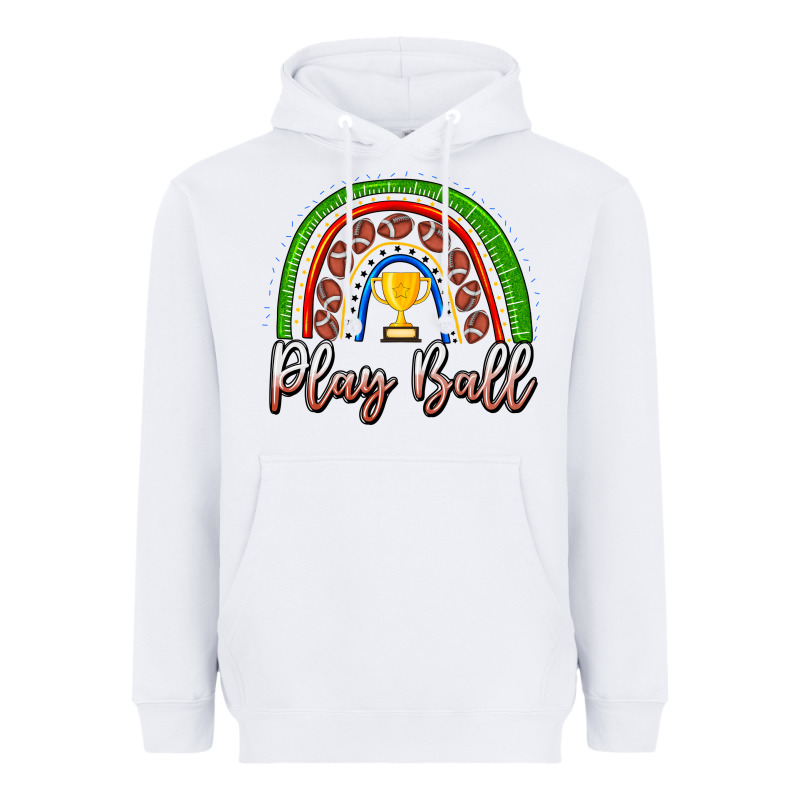 Play Ball Football Rainbow Heavyweight Hoodie by CowhideDigitalArt | Teevron