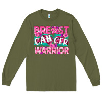 Army Green Breast Cancer Warrior Long Sleeve Tee - texasbilliewilder