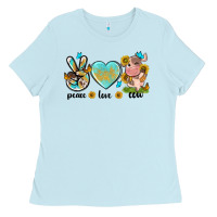 Peace Love Cute Cow Ladies Tee | Teevron