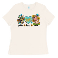 Bone peace love cute cow Ladies Tee - NancyCooperArtShop