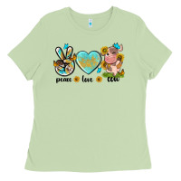 Matcha peace love cute cow Ladies Tee - NancyCooperArtShop