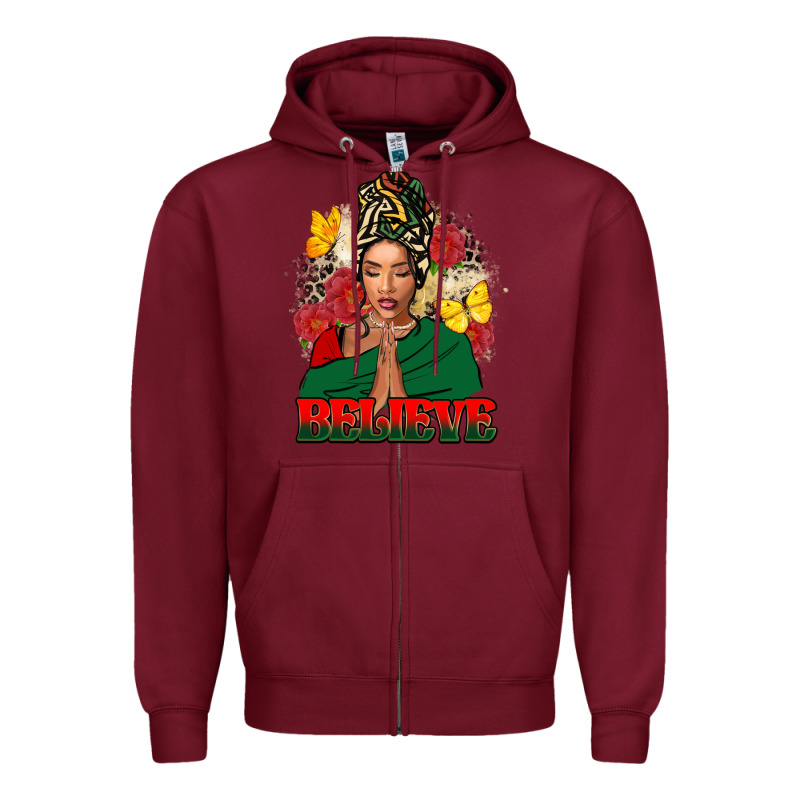 Believe Black Woman Zipper Hoodie by FaDigitalArtStudio | Teevron