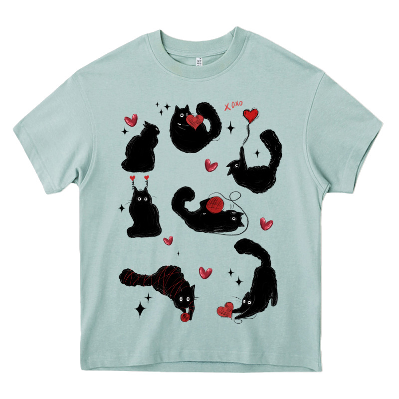 Valentine Cat Heavy Core Tee by MaliasSmallBusiness | Teevron