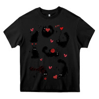 Black valentine cat Heavy Core Tee - MaliasSmallBusiness