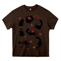 Chocolate Brown valentine cat Heavy Core Tee - MaliasSmallBusiness