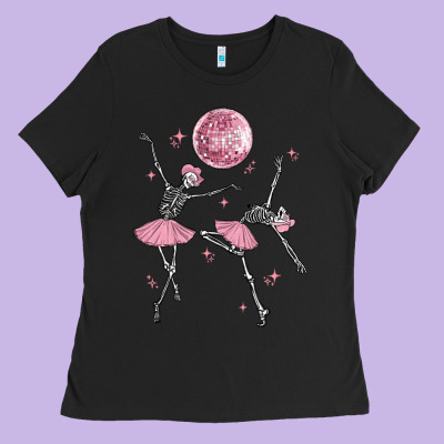 Skeleton Ballerina Ladies Tee Designed By Maliassmallbusiness