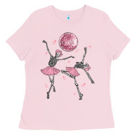 Bubblegum Pink skeleton ballerina Ladies Tee - MaliasSmallBusiness