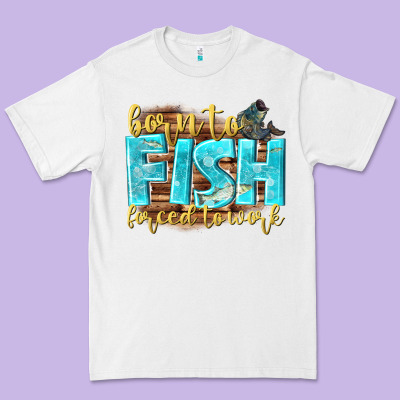 Born To Fish Forced To Work Premium Tee Designed By Nancycooperartshop