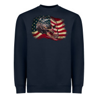 Navy skull with american flag 4th of july Heavyweight Sweatshirt - CowGirlArtShop