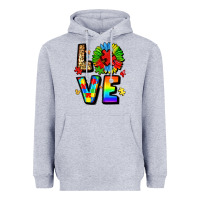 Heather Grey autism love Heavyweight Hoodie - LillyAllenDesigns