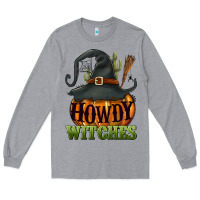 Heather Grey Howdy witches Long Sleeve Tee - NancyCooperArtShop