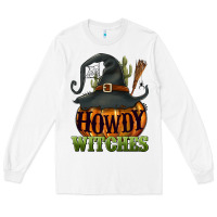 White Howdy witches Long Sleeve Tee - NancyCooperArtShop