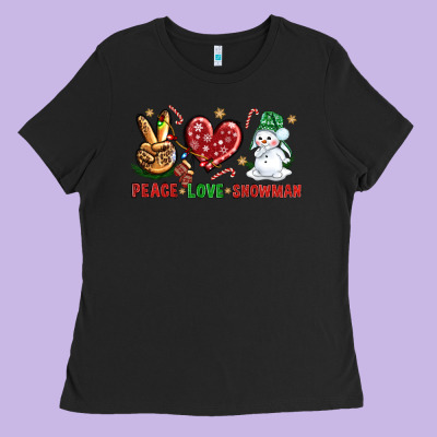Peace Love Snowman Ladies Tee Designed By Nancycooperartshop