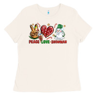 Bone peace love snowman Ladies Tee - NancyCooperArtShop