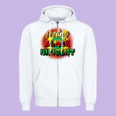 Feeling Blacknificent Zipper Hoodie Designed By Fadigitalartstudio