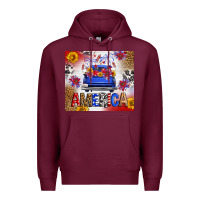 Burgundy Fourth Of July America Truck Premium Hoodie - FaDigitalArtStudio