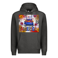 Charcoal Heather Fourth Of July America Truck Premium Hoodie - FaDigitalArtStudio
