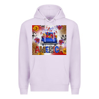 Lilac Fourth Of July America Truck Premium Hoodie - FaDigitalArtStudio