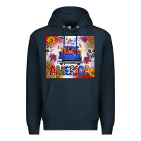 Navy Fourth Of July America Truck Premium Hoodie - FaDigitalArtStudio