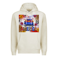 Oatmeal Heather Fourth Of July America Truck Premium Hoodie - FaDigitalArtStudio