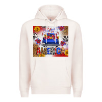 Pale Pink Fourth Of July America Truck Premium Hoodie - FaDigitalArtStudio
