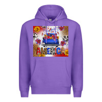 Purple Fourth Of July America Truck Premium Hoodie - FaDigitalArtStudio