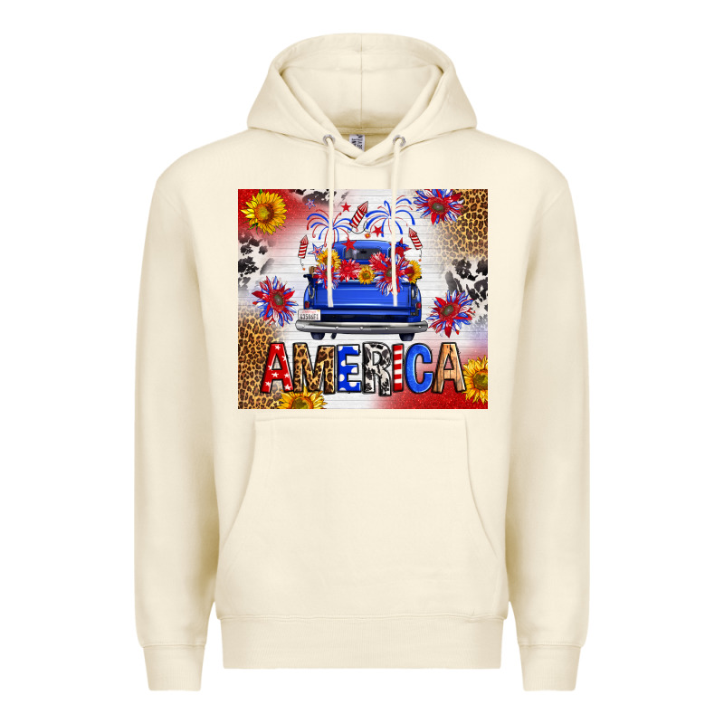 Fourth Of July America Truck Premium Hoodie by FaDigitalArtStudio | Teevron