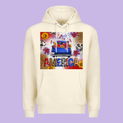 Fourth Of July America Truck Premium Hoodie Designed By Fadigitalartstudio