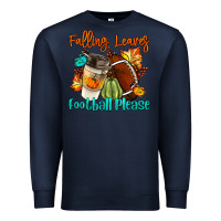 Navy Falling Leaves Football Please Premium Sweatshirt - LillyAllenDesigns