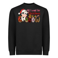 Black all want for christmas is a cow Heavyweight Sweatshirt - CowGirlArtShop