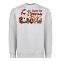 Heather Grey all want for christmas is a cow Heavyweight Sweatshirt - CowGirlArtShop