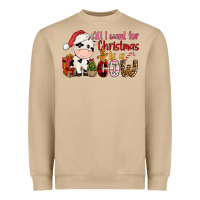 Mushroom all want for christmas is a cow Heavyweight Sweatshirt - CowGirlArtShop