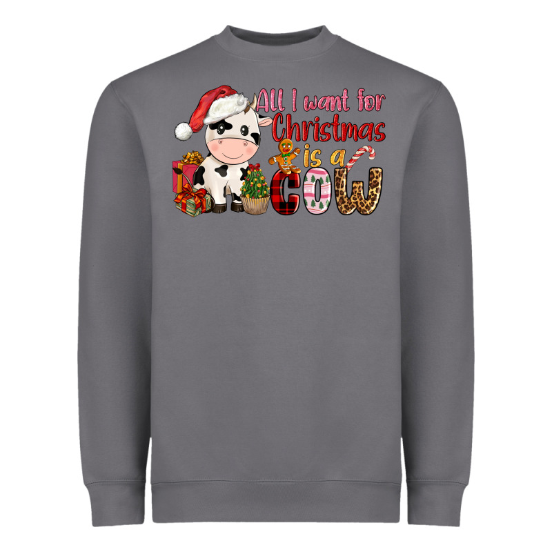 All Want For Christmas Is A Cow Heavyweight Sweatshirt by CowGirlArtShop | Teevron