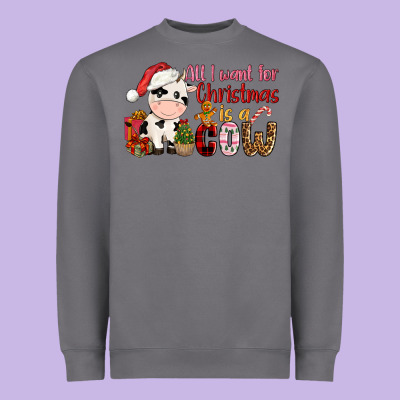 All Want For Christmas Is A Cow Heavyweight Sweatshirt Designed By Cowgirlartshop