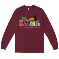 Burgundy This mama loves her spooky crew Long Sleeve Tee - NancyCooperArtShop