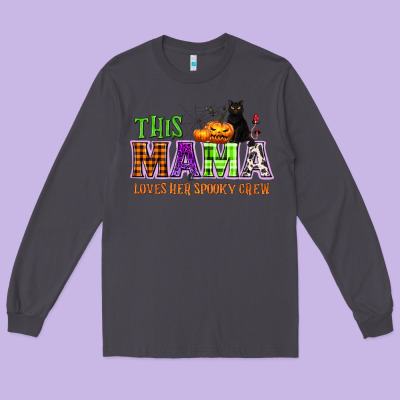 This Mama Loves Her Spooky Crew Long Sleeve Tee Designed By Nancycooperartshop