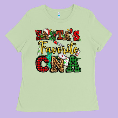 Santas Favorite Cna Christmas Ladies Tee Designed By Nancycooperartshop