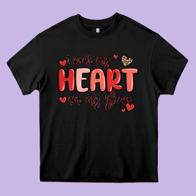 I Wear My Heart On My Sleeve Heavy Core Tee Designed By Maliassmallbusiness